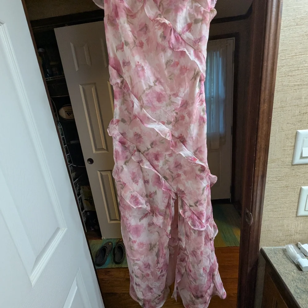 Lulu's Pink Floral Ruffled Slip Dress - Picture 8 of 13